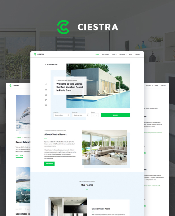 Hotel Booking WordPress Theme – Ciestra