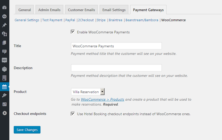 Hotel Booking WooCommerce Payments - 1