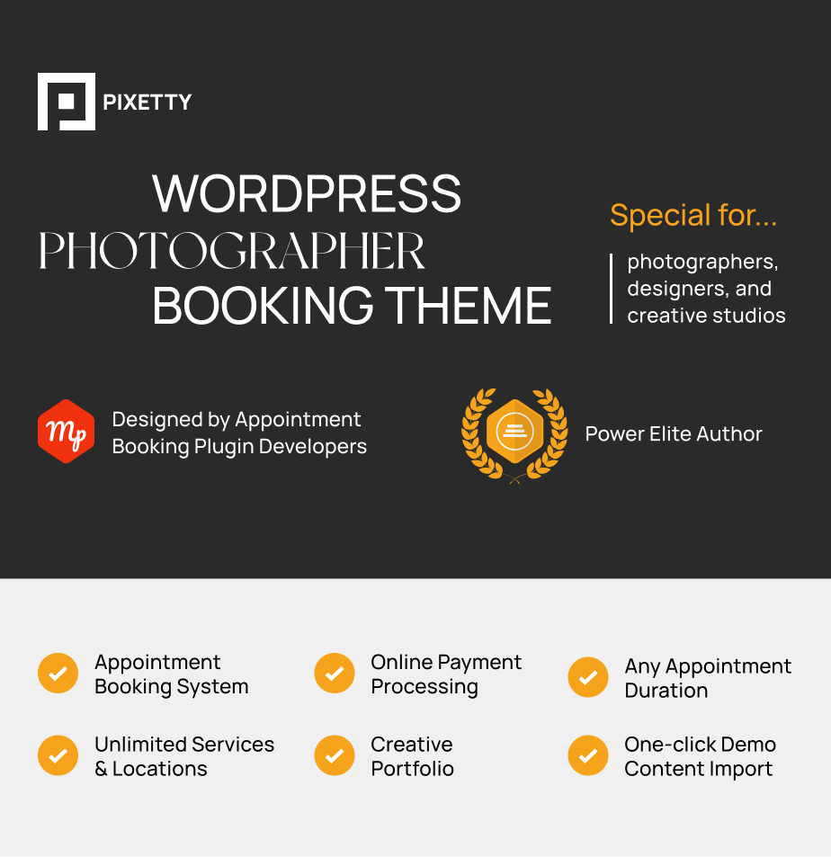 Photographer Booking Theme - Pixetty - 1